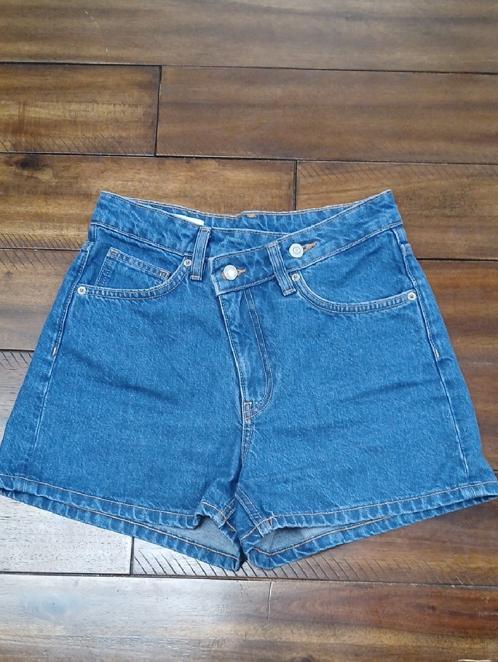 Zara Asymmetric Crossed Waist Denim Shorts